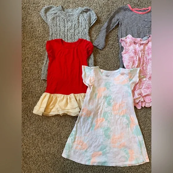 5pc Bundle Girls 4T 5T Colorful Kids Dresses & Romper Set - Picture 2 of 3